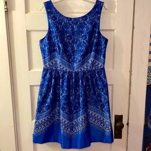 Outback Red Royal Blue Lace Print Dress